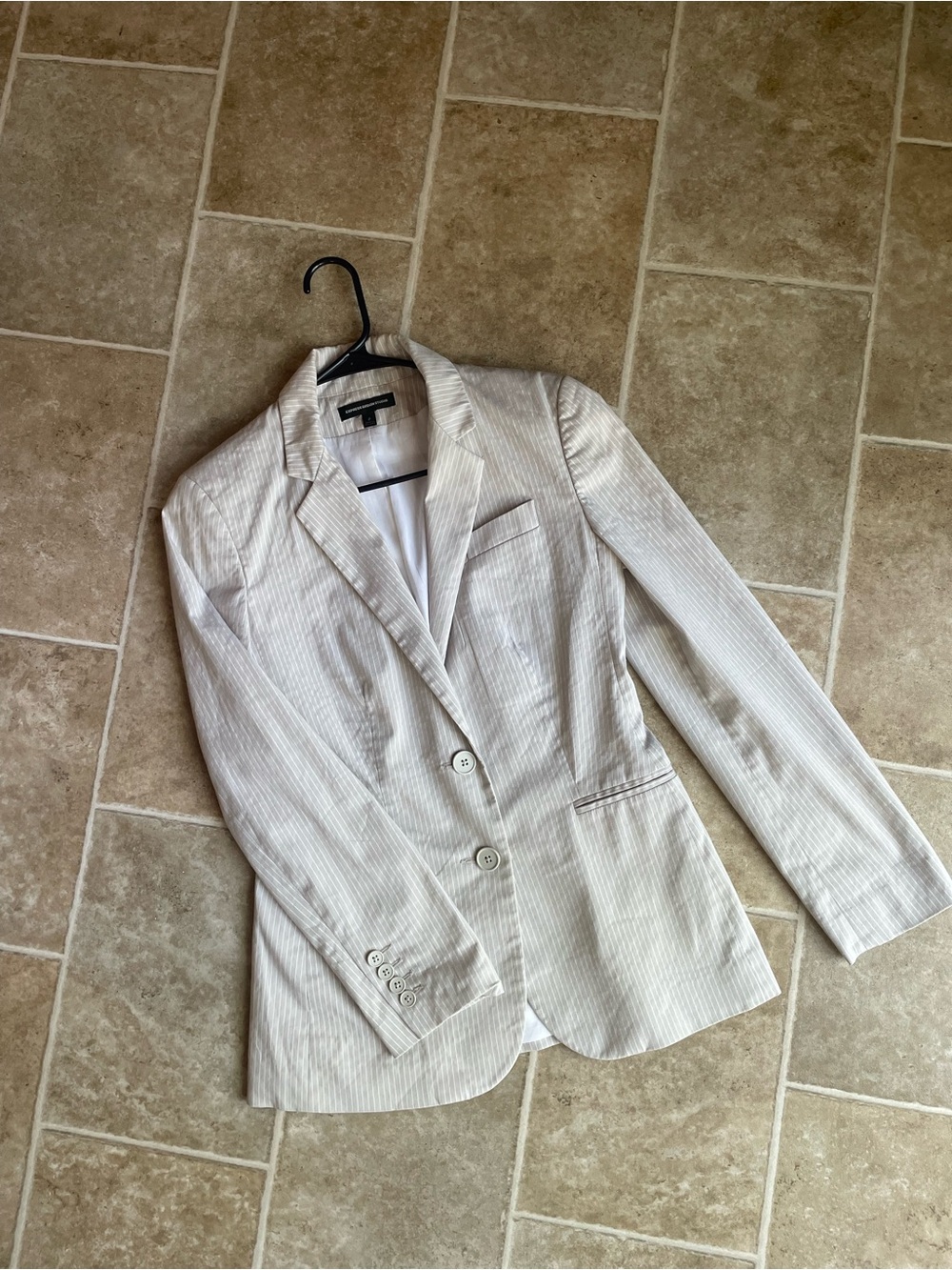 Gray and White Pinstripe Blazer by Express Design Studio